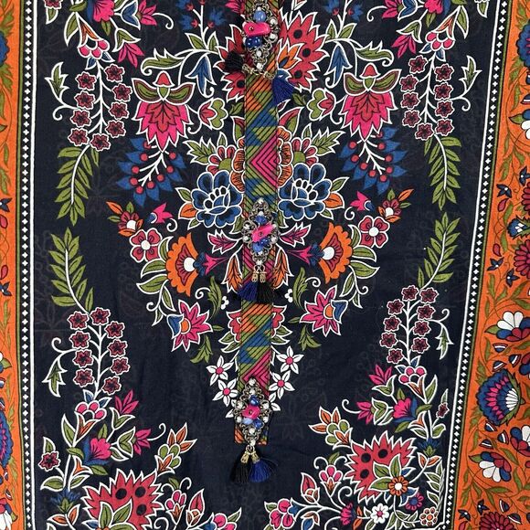 Tunic Women’s Size Medium Festival Boho Hippie‎ Retro Ethnic Floral 3/4 Sleeve - Picture 3 of 10